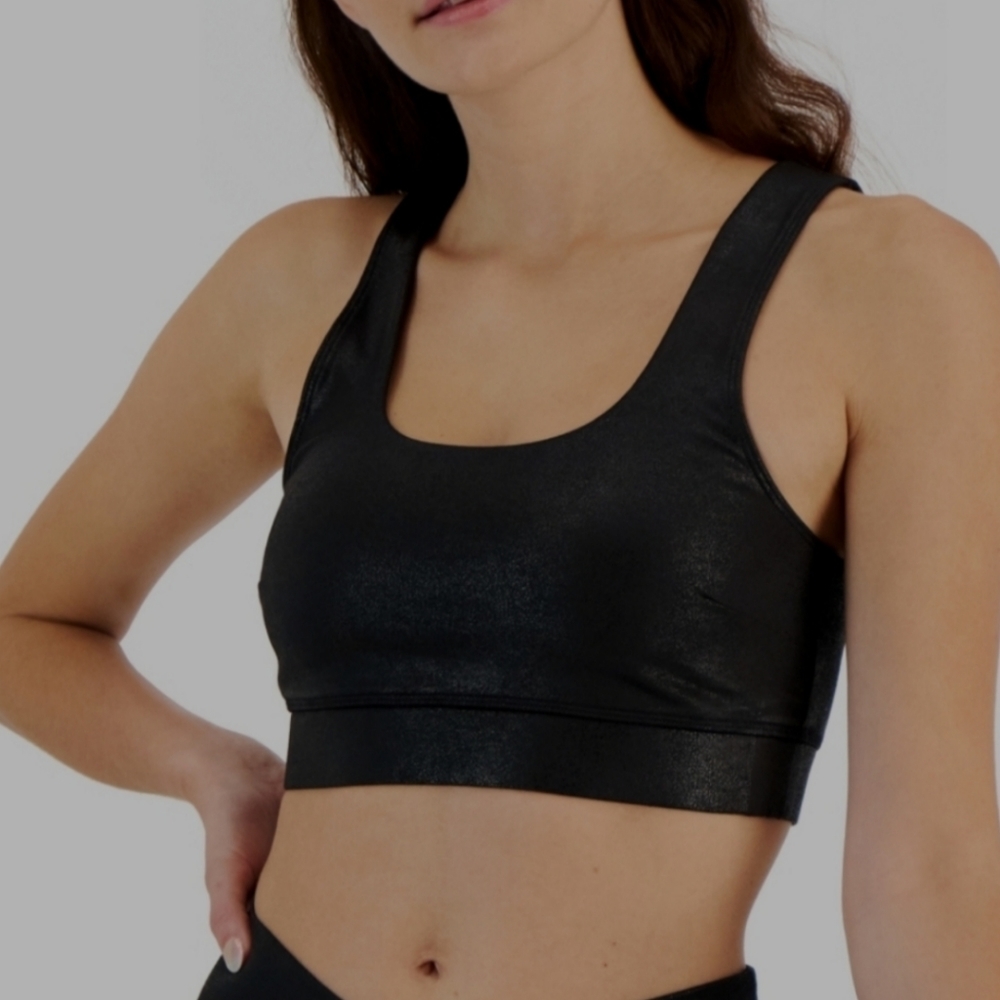 Jenni Womens Square Neck Bralette Bra Black Crackle Size M